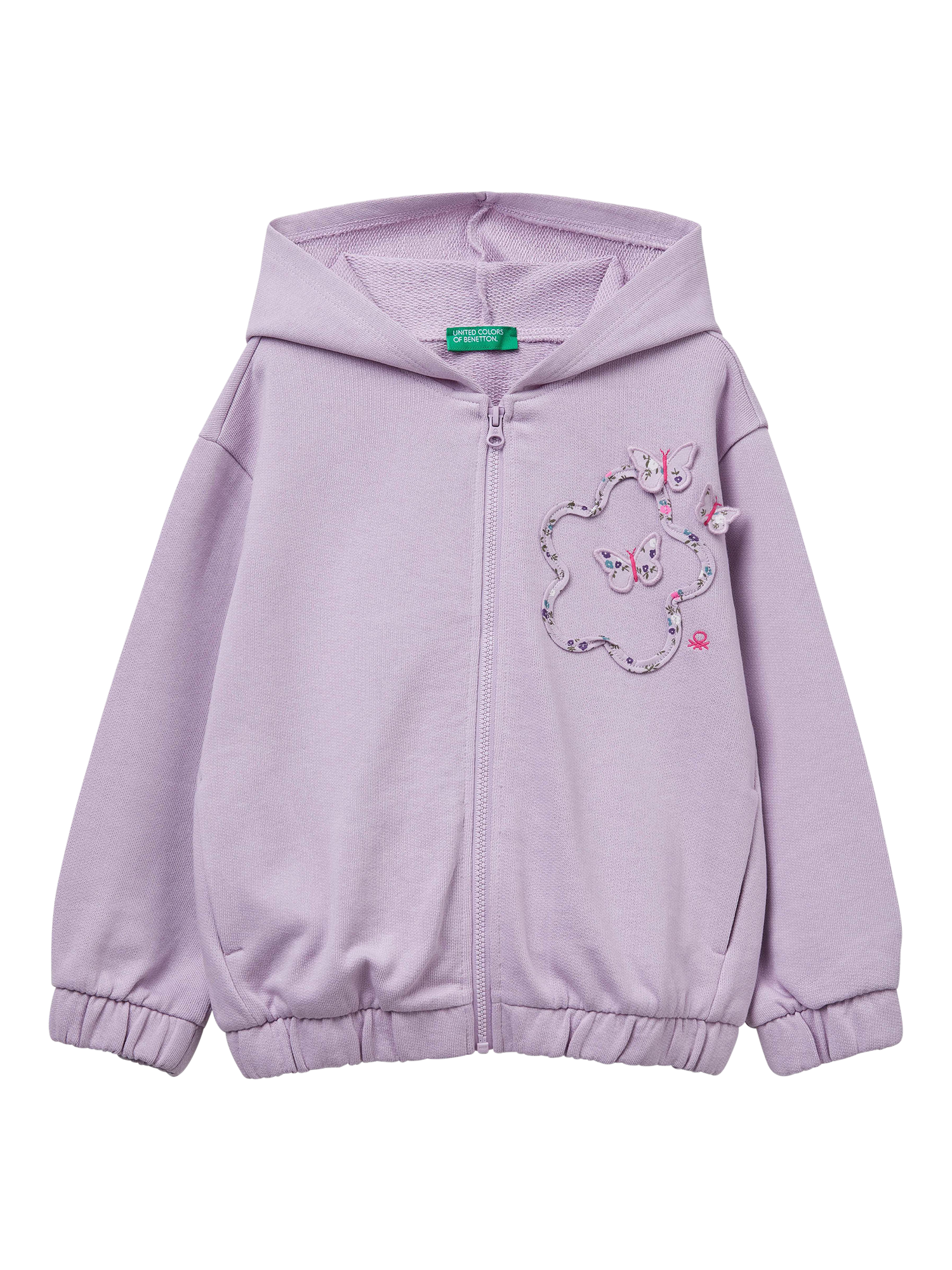 Product image 1 of 3, which shows Benetton Kids' Cotton Zipped Sweatshirt, Violet, 3-4 years