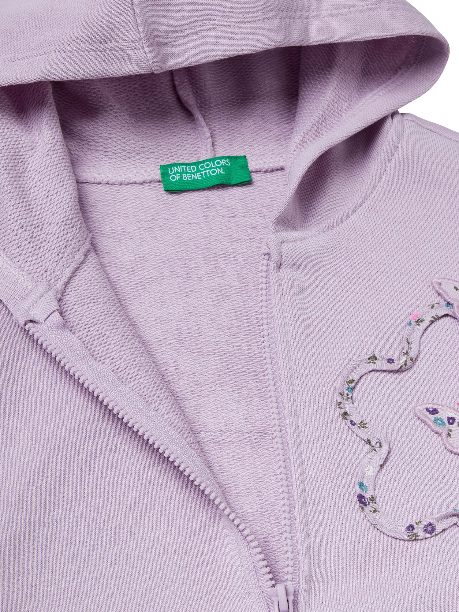 Product image 3 of 3, which shows Benetton Kids' Cotton Zipped Sweatshirt, Violet, 3-4 years