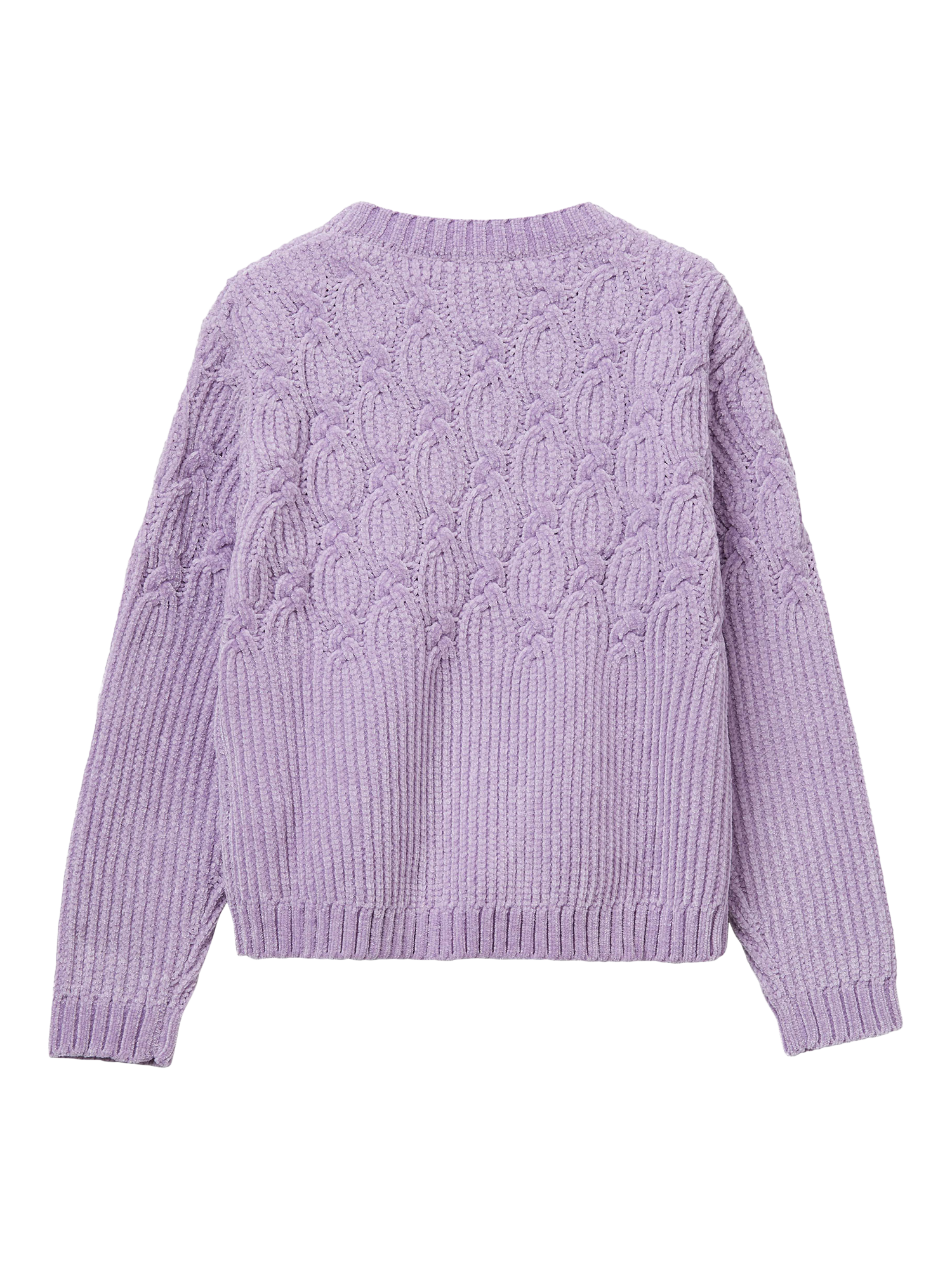 Product image 2 of 3, which shows Benetton Kids' Crew Neck Chenille Jumper, Violet, 3-4 years