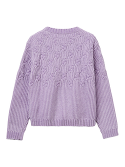 Benetton Kids' Crew Neck Chenille Jumper, Violet - view 2, Violet