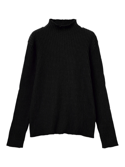 Benetton Kids' Cotton Blend High Neck Long Sleeved Jumper, Black