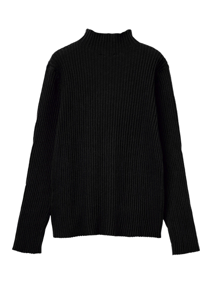 Benetton Kids' Cotton Blend High Neck Long Sleeved Jumper - view 2, Black