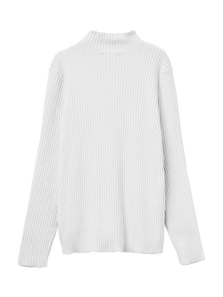 Benetton Kids' Cotton Blend High Neck Long Sleeved Jumper - view 2, White
