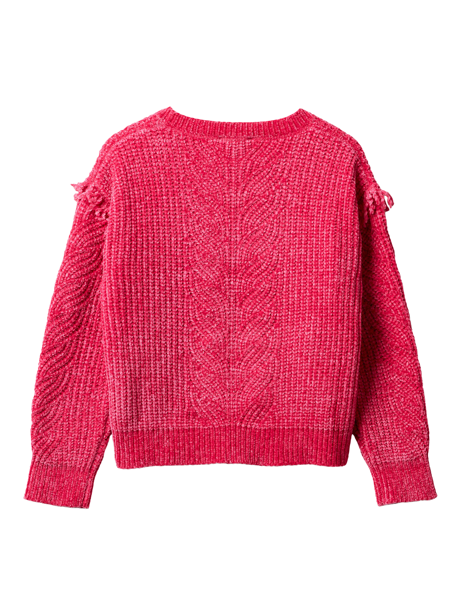 Product image 2 of 3, which shows Benetton Kids' Crew Neck Chenille Sweater , Pink, 6-7 years
