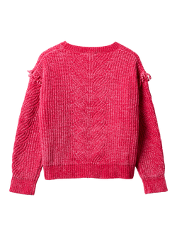 Benetton Kids' Crew Neck Chenille Sweater - view 2, Pink