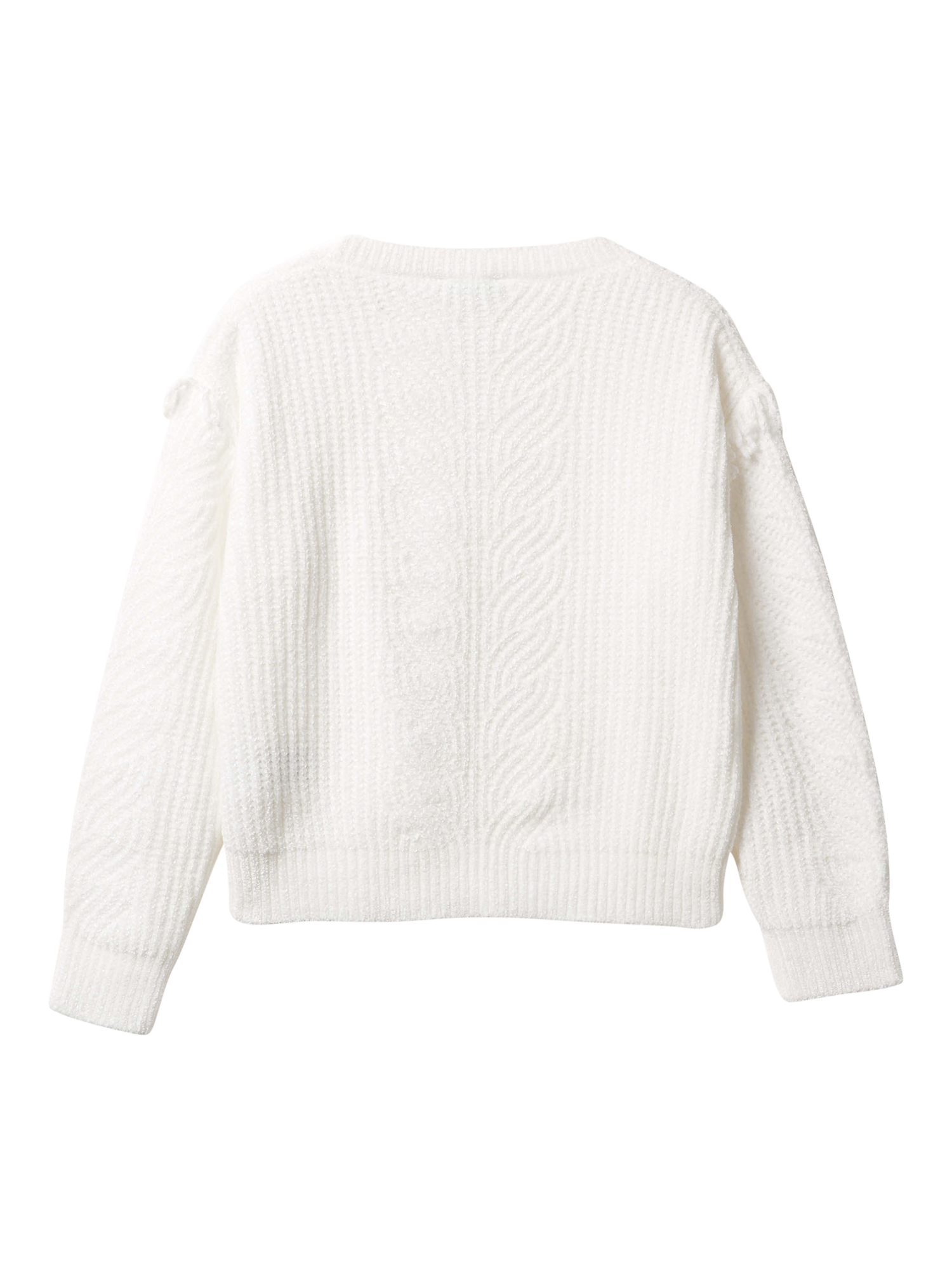 Product image 2 of 3, which shows Benetton Kids' Crew Neck Chenille Sweater , White, 6-7 years