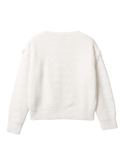 Benetton Kids' Crew Neck Chenille Sweater - view 2, White