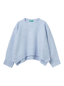 Benetton Kids' Sequin Sweatshirt, Blue, Blue
