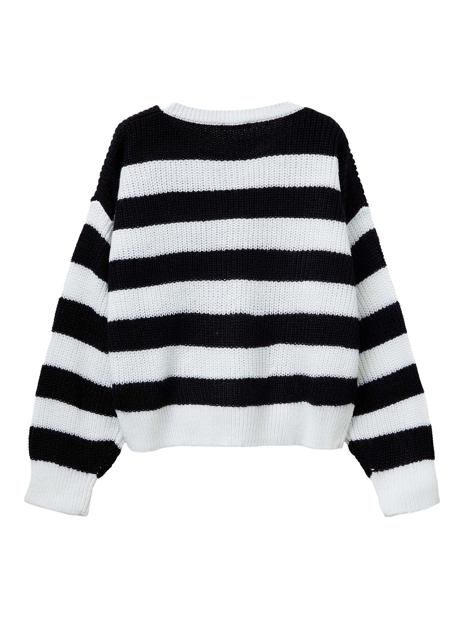 Product image 2 of 3, which shows Benetton Kids' Two-Tone Striped Knit Jumper, White, 6-7 years