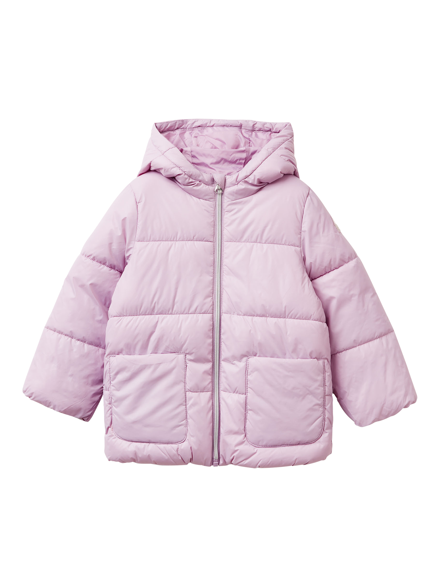 Benetton Kids' Hooded Puffer Jacket, Violet - Main Image