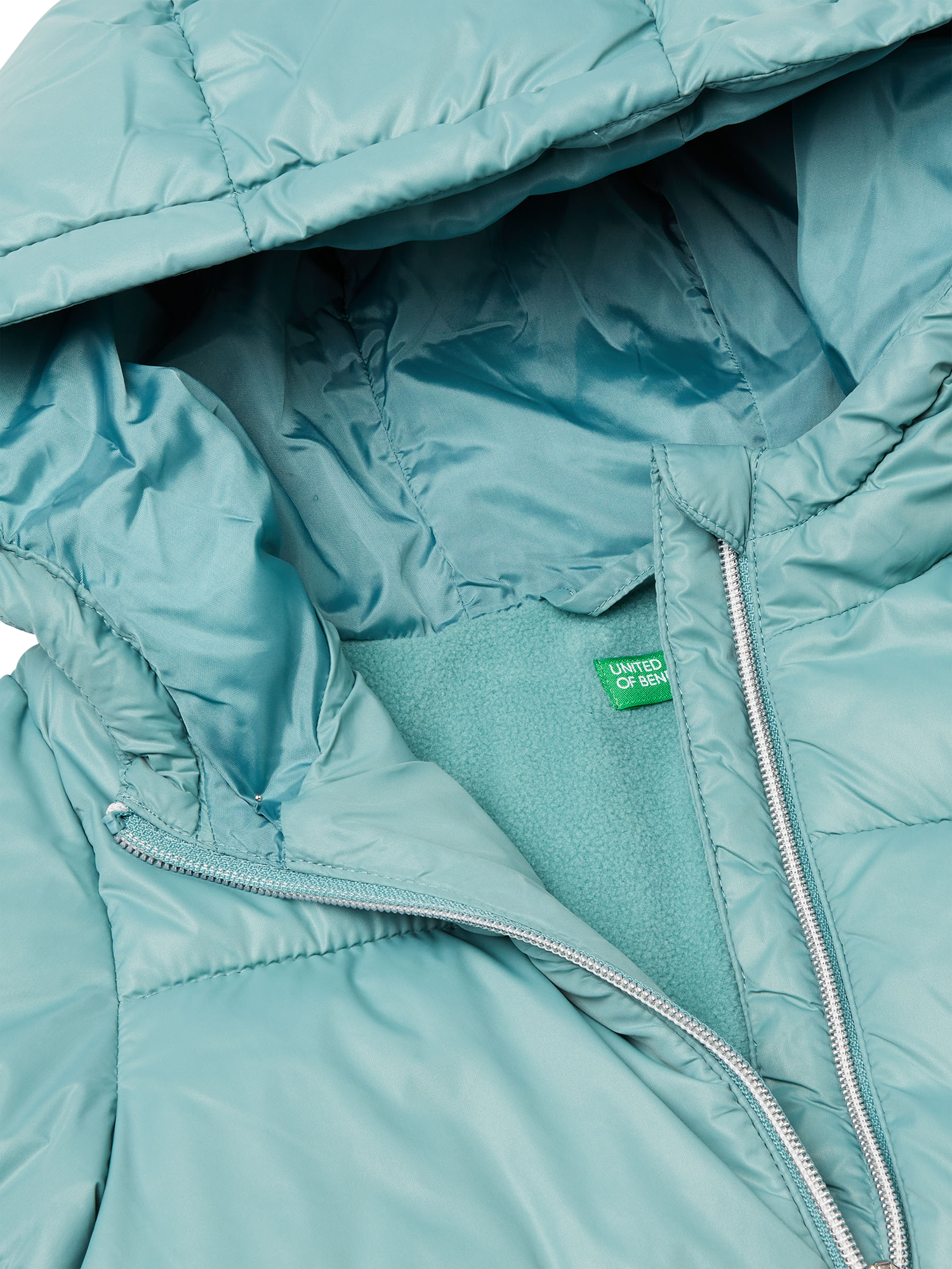 Product image 3 of 3, which shows Benetton Kids' Hooded Puffer Jacket, Green, 18-24 months