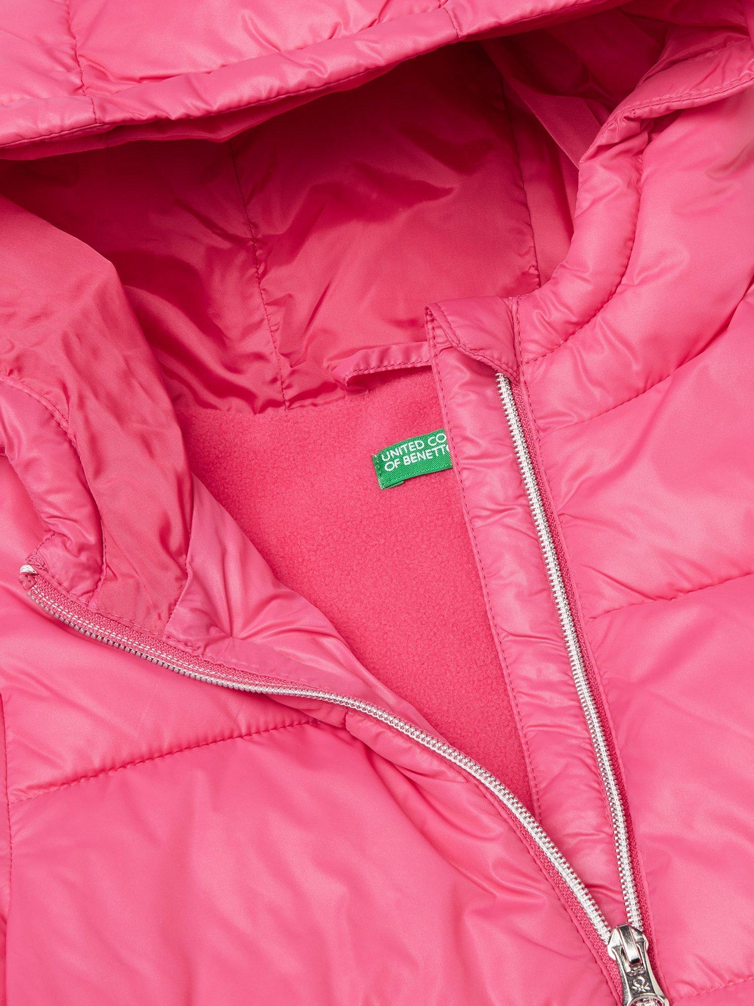 Product image 3 of 3, which shows Benetton Kids' Hooded Puffer Jacket, Pink, 18-24 months