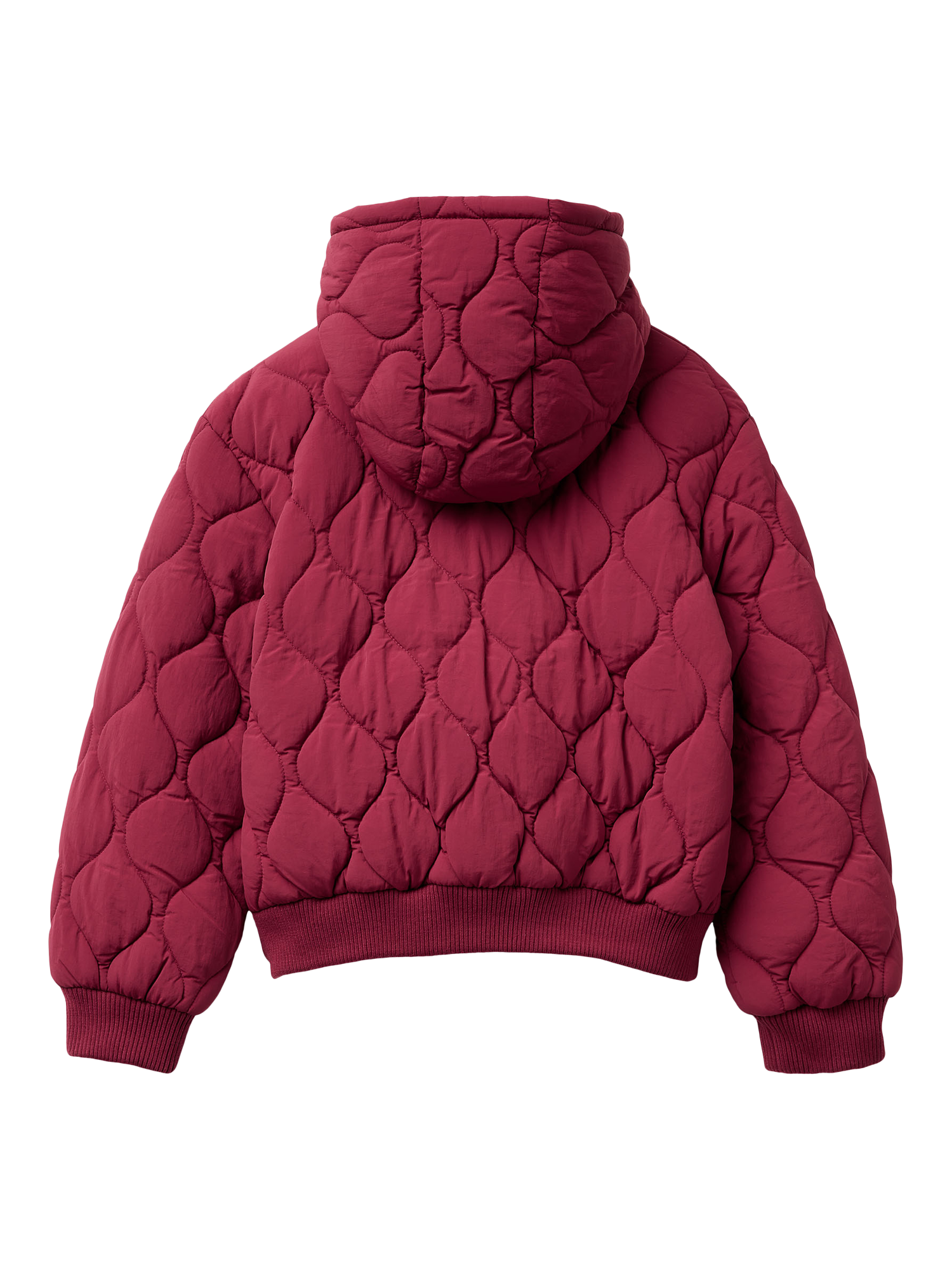Product image 2 of 3, which shows Benetton Kids' Quilted Crepe Hooded Jacket, Red, 6-7 years