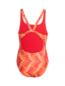 adidas Kids' Football-Inspired V-Back Graphic Swimsuit, Lucid Red - view 2, Lucid Red