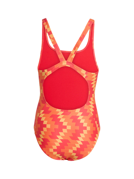 adidas Kids' Football-Inspired V-Back Graphic Swimsuit, Lucid Red - view 2, Lucid Red