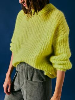 Cape Cove Rib Knit Mohair Blend Relaxed Fit Jumper, Yellow, Yellow