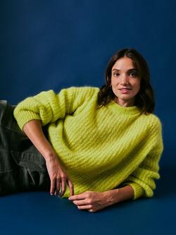 Cape Cove Rib Knit Mohair Blend Relaxed Fit Jumper, Yellow - view 2, Yellow
