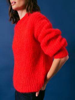 Cape Cove Rib Knit Mohair Blend Relaxed Fit Jumper, Scarlet - view 2, Scarlet