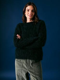 Cape Cove Cable Knit Mohair Blend Relaxed Fit Jumper, Green, Green