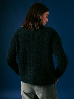 Cape Cove Cable Knit Mohair Blend Relaxed Fit Jumper, Green - view 2, Green