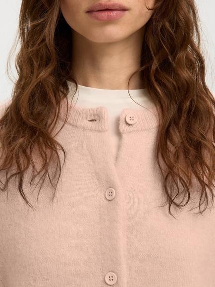 Selected Lulu Round Neck Knit Cardigan - view 2, Light Pink