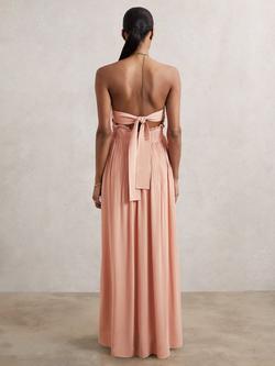 Reiss Vinnie Ring Detail Halterneck Maxi Dress, Pink - view 2, Pink