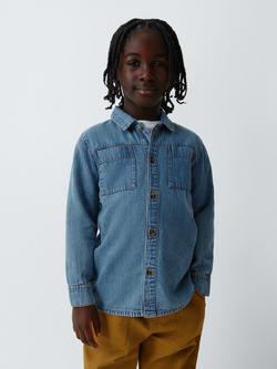John Lewis Kids' Patch Pocket Denim Shirt, Blue, Blue
