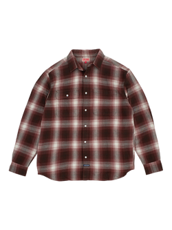 Dubbleware Cotton Regular Fit Check Work Shirt, Brown Plaid, Brown Plaid