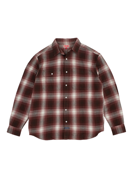 Dubbleware Cotton Regular Fit Check Work Shirt, Brown Plaid, Brown Plaid