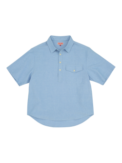 Dubbleware Cotton Regular Fit Popover Shirt, Light Blue, Light Blue