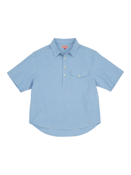 Dubbleware Cotton Regular Fit Popover Shirt, Light Blue, Light Blue