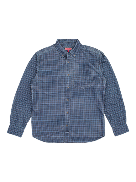 Dubbleware Cotton Regular Fit Check Work Shirt, Box Cord Navy, Box Cord Navy