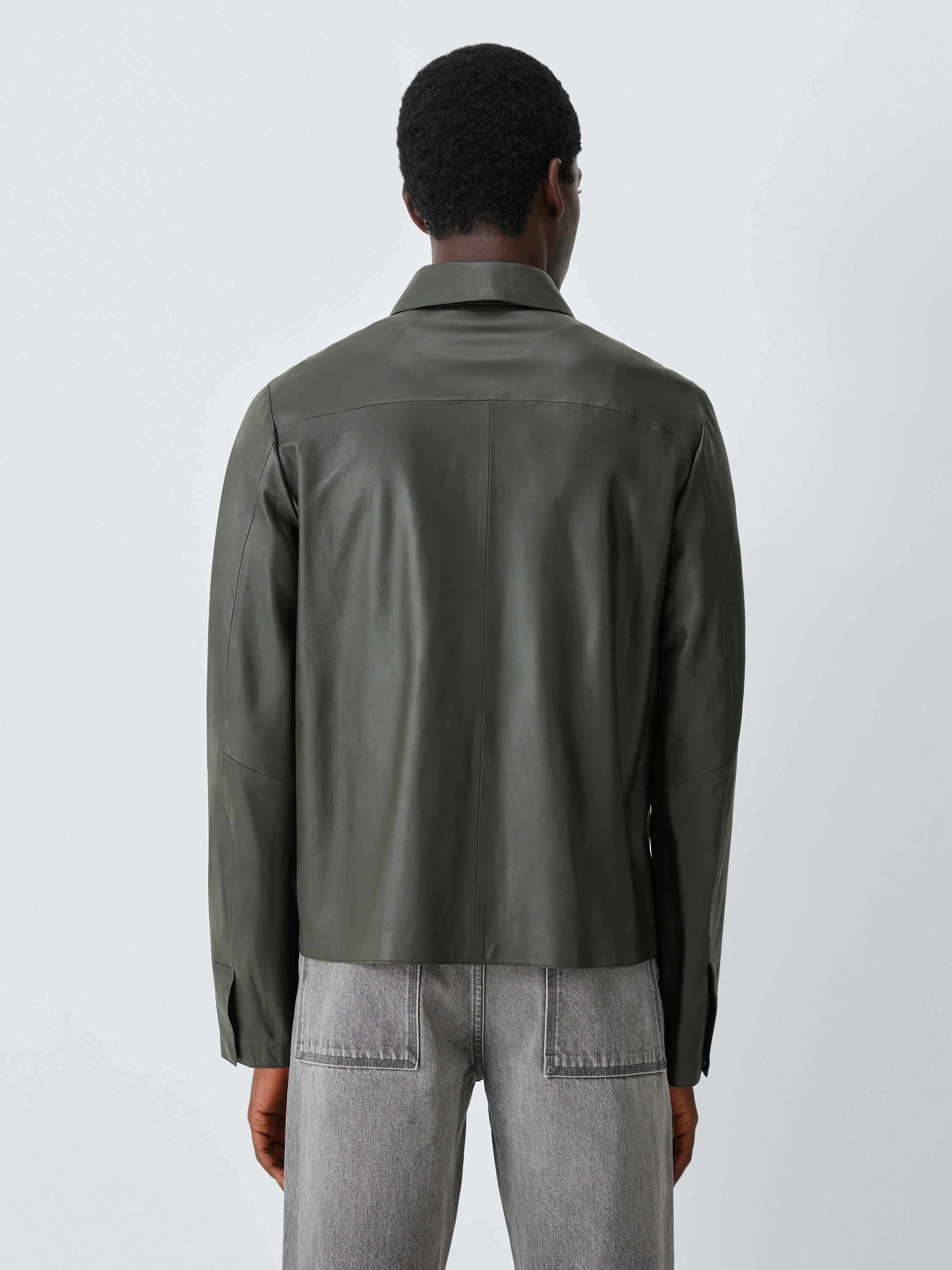 Product image 2 of 7, which shows John Lewis Kin Leather Shirt, Darkest Khaki, S