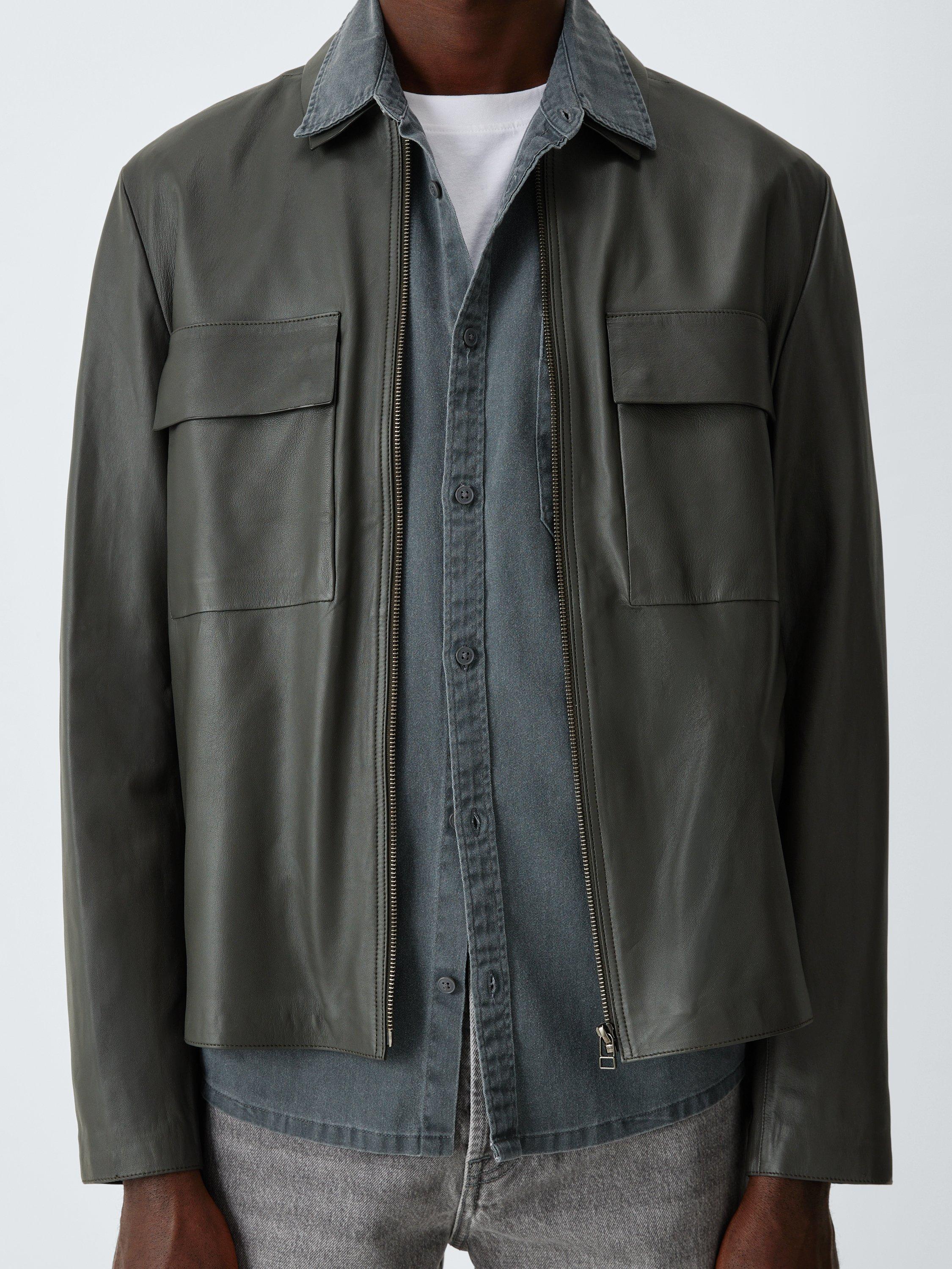 Product image 6 of 7, which shows John Lewis Kin Leather Shirt, Darkest Khaki, S