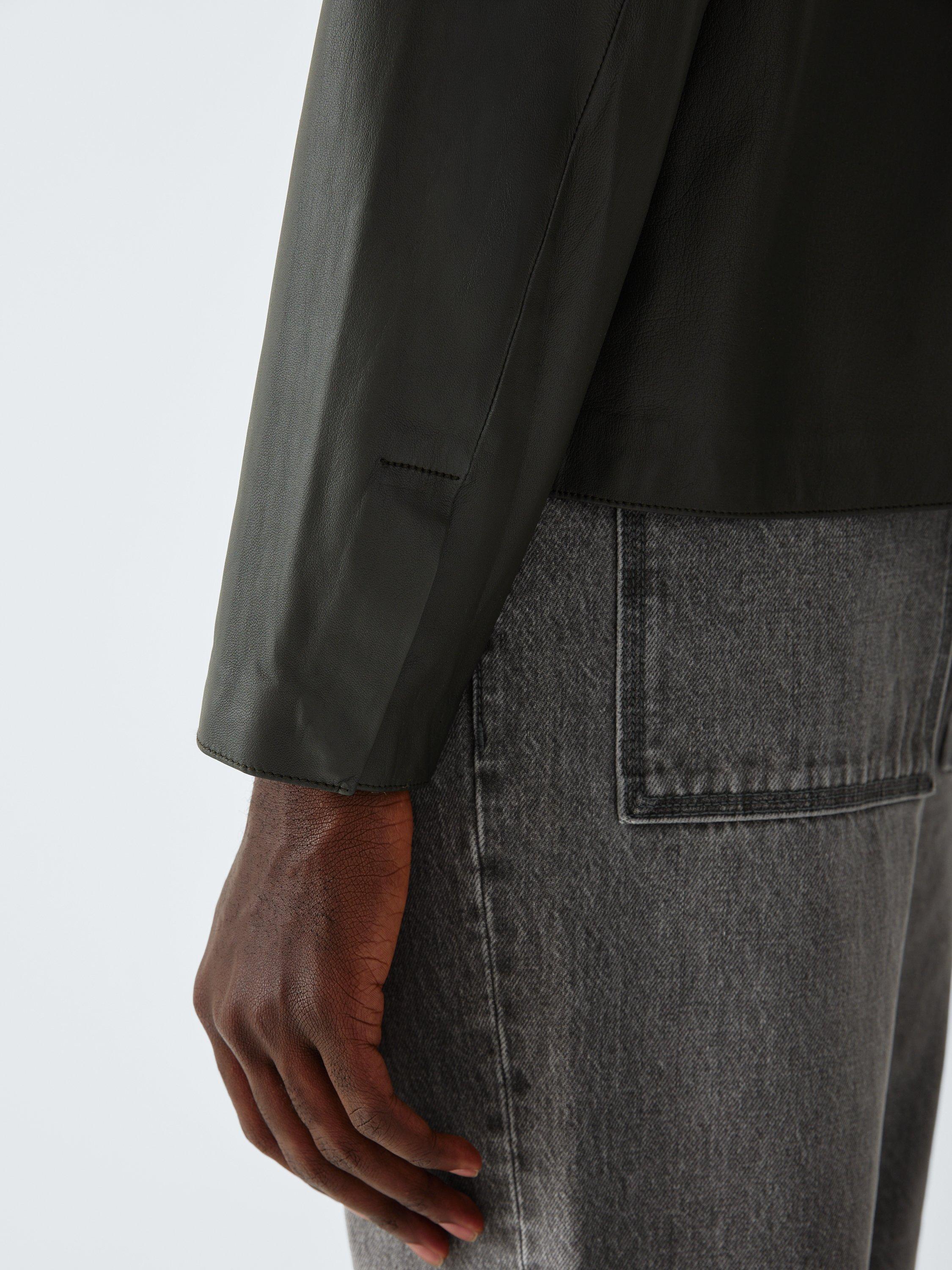 Product image 7 of 7, which shows John Lewis Kin Leather Shirt, Darkest Khaki, S