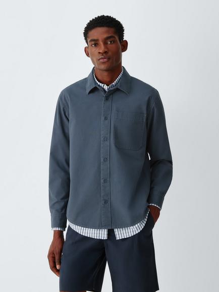 Kin Topstitch Cotton Shirt, Blue