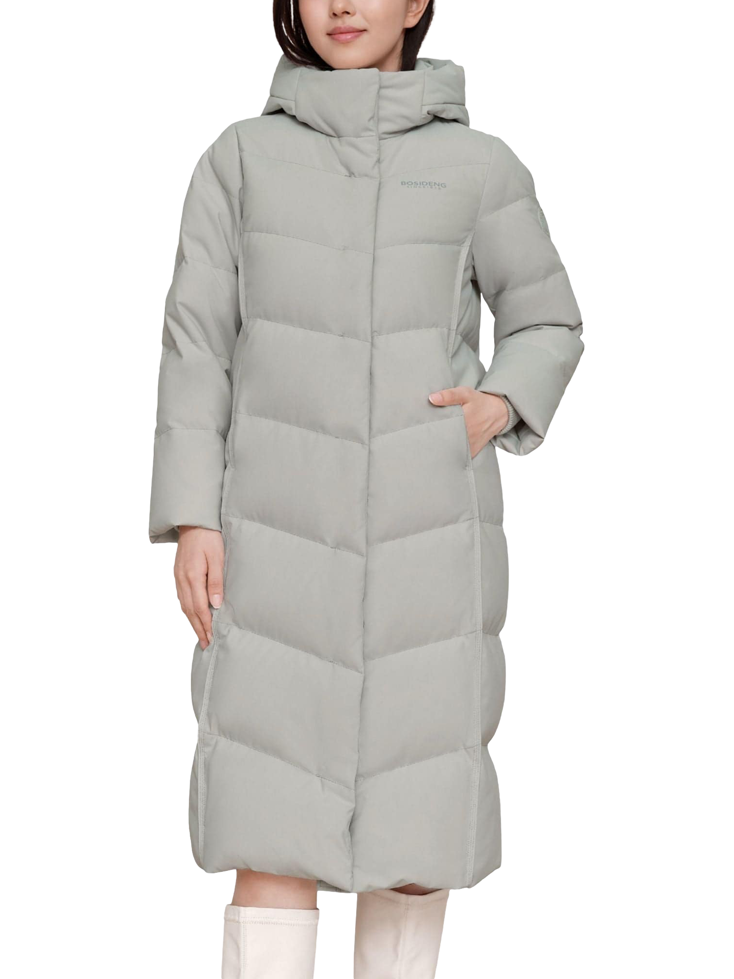Product image 1 of 5, which shows Bosideng Padded Windproof Full Length Coat, Baby Grey, 6