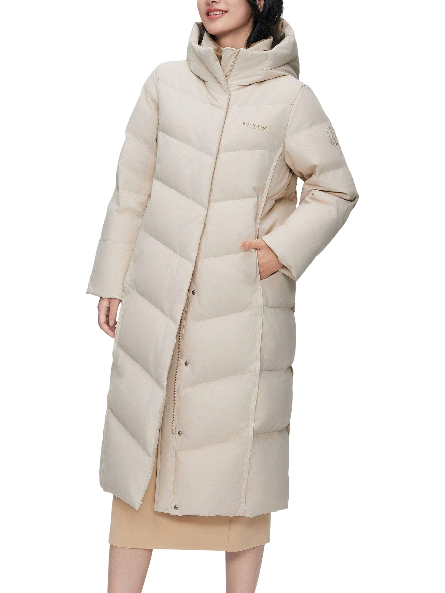 Product image 2 of 5, which shows Bosideng Padded Windproof Full Length Coat, Sunshine Rice, 4