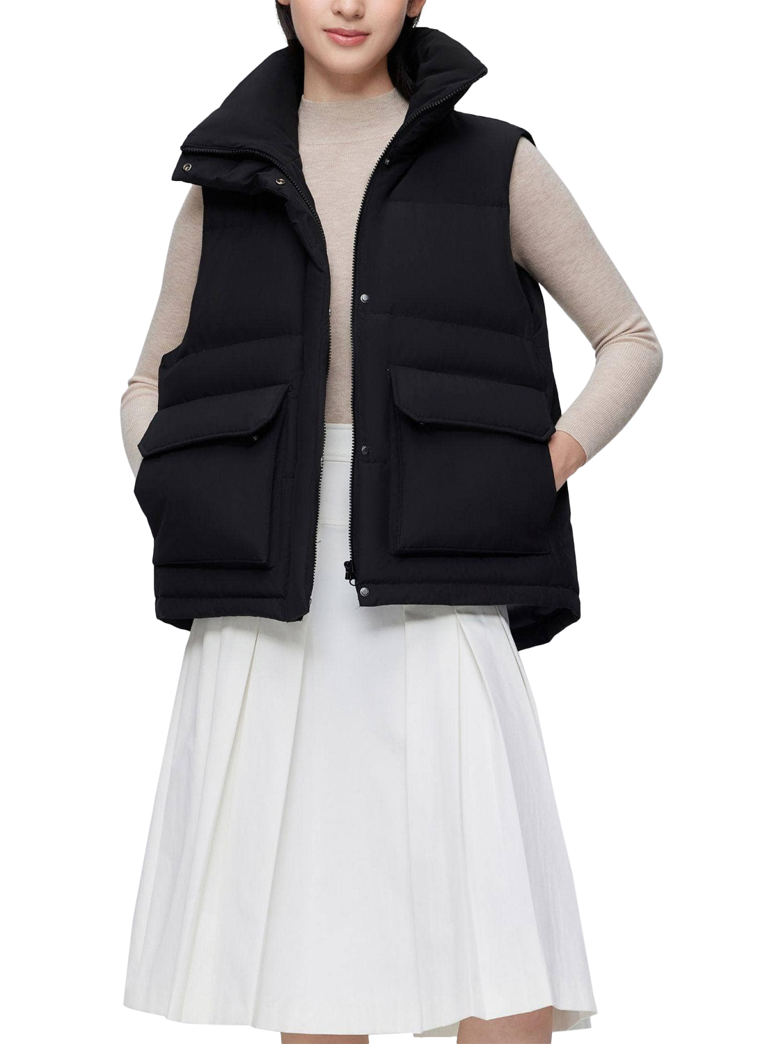 Product image 1 of 5, which shows Bosideng Unisex Classic Oversized Down Gilet, Black, XXS