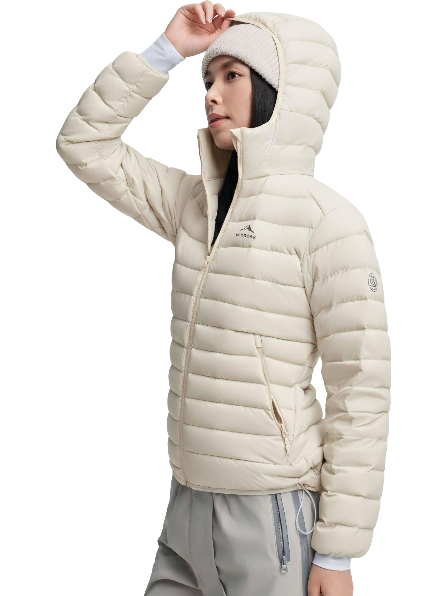 Product image 1 of 5, which shows Bosideng Hooded Goose Down Waterproof Jacket, Sand, 12