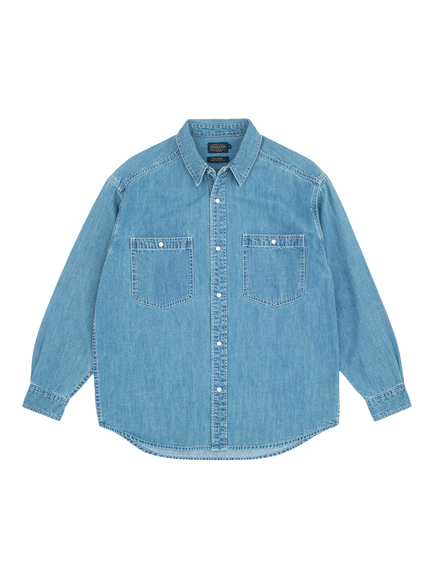 Pendleton Cotton Western Workshirt, Stone Wash Denim, Stone Wash Denim