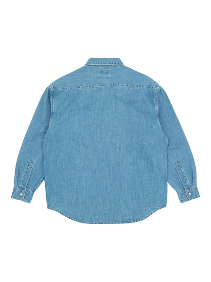 Pendleton Cotton Western Workshirt, Stone Wash Denim - view 2, Stone Wash Denim