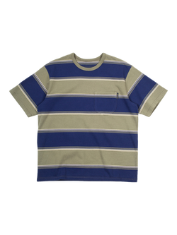 Pendleton Cotton Regular Fit Short Sleeve Stripe T-Shirt, Green / Blue Stripe