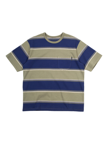Pendleton Cotton Regular Fit Short Sleeve Stripe T-Shirt, Green / Blue Stripe