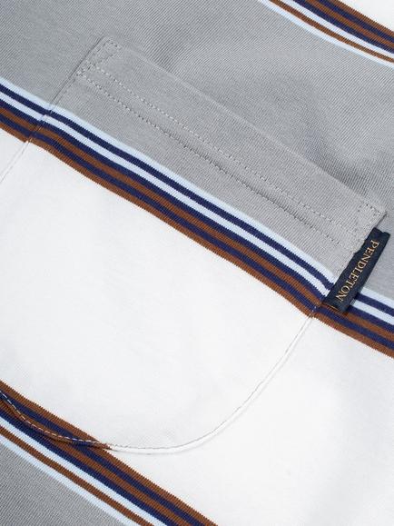 Pendleton Cotton Regular Fit Short Sleeve Stripe T-Shirt - view 2, White / Grey Stripe