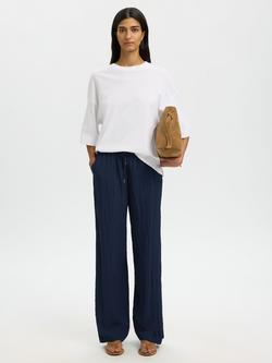 Selected Fiona wide Leg Striped Trousers, Dark Sapphire, Dark Sapphire