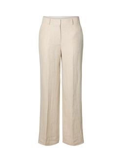 Selected Ida Wide Leg Pure Linen Trousers, Cream, Cream