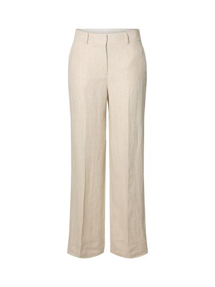 Selected Ida Wide Leg Pure Linen Trousers, Cream, Cream