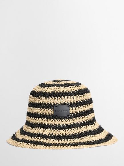 Barbour Annie Stripe Crochet Hat, Black/Ecru, Black/Ecru