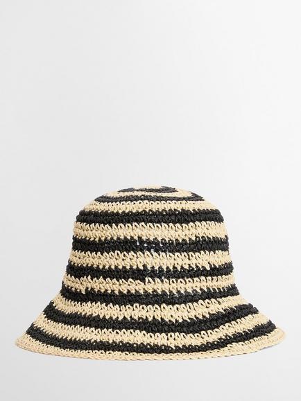 Barbour Annie Stripe Crochet Hat, Black/Ecru - view 2, Black/Ecru